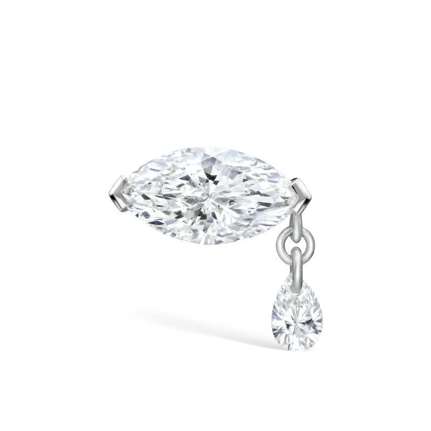 Single Teardrop Marquise Diamond Threaded Stud Earring With Titanium Backing - Image 6