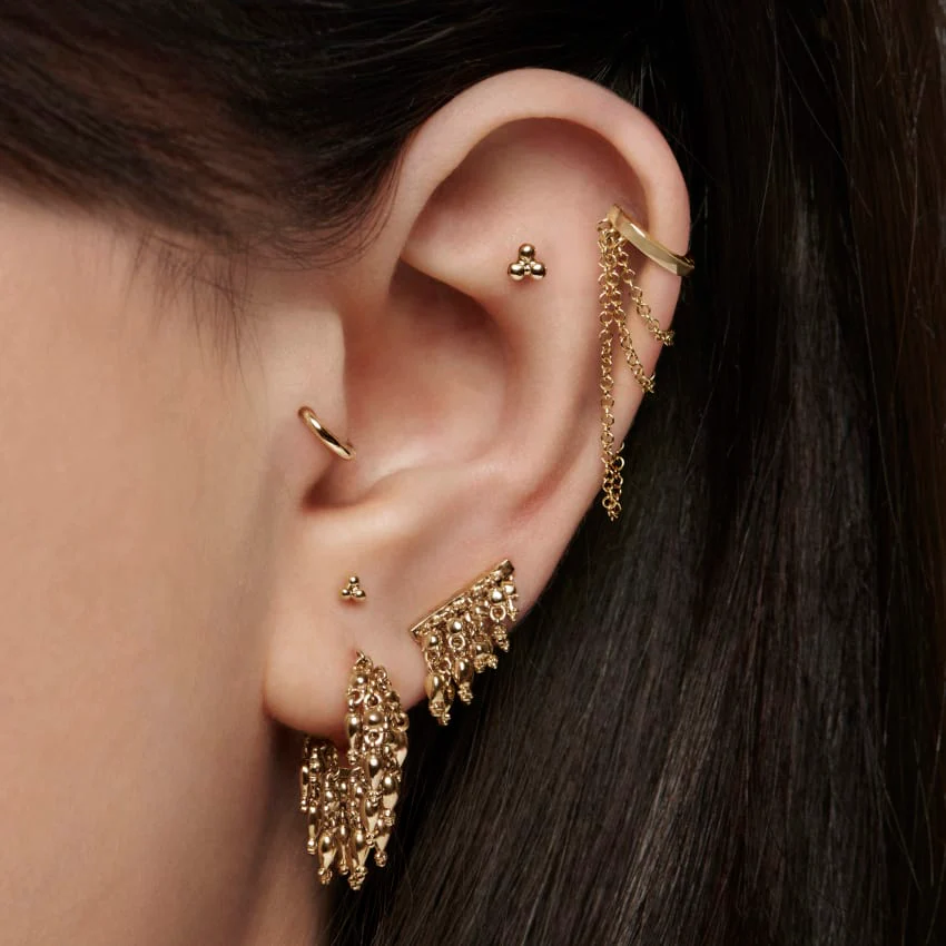 Three Ball Trinity Stud Earring - Image 10