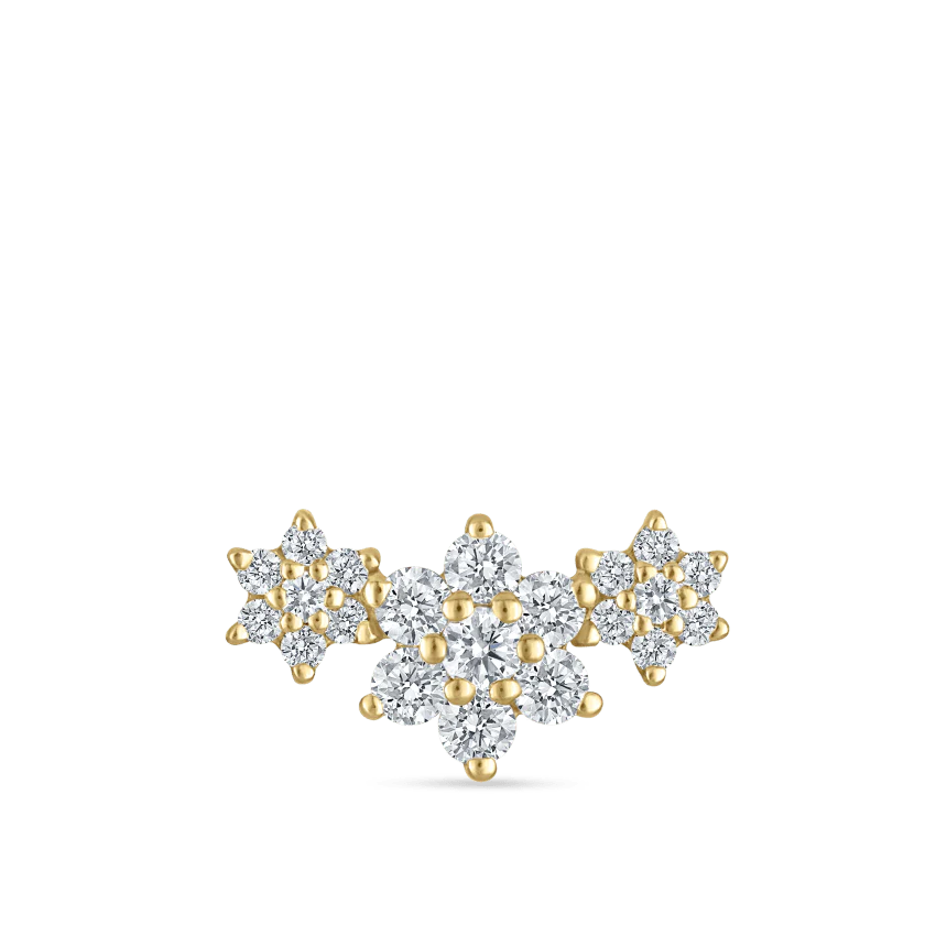 Three Flower Garland Diamond Threaded Stud Earring - Image 13
