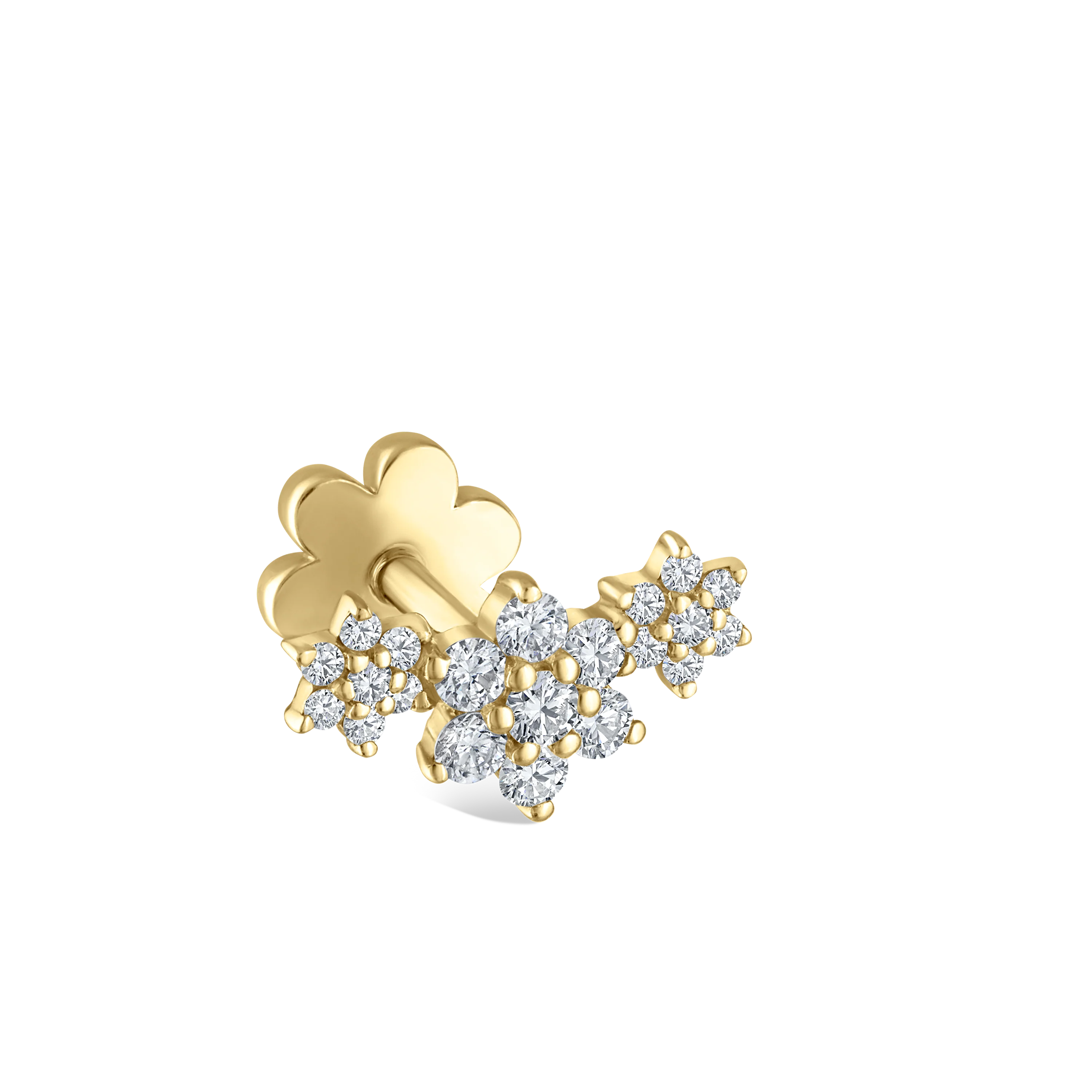 Three Flower Garland Diamond Threaded Stud Earring - Image 20