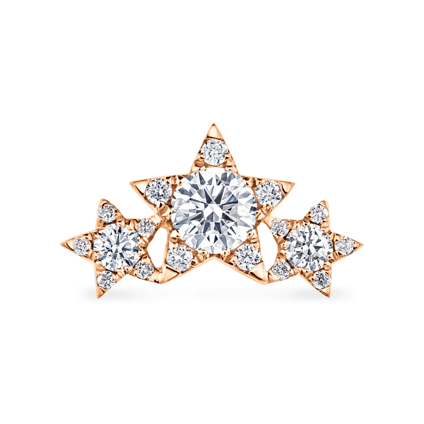 Three Star Garland Diamond Threaded Stud Earring - Image 15