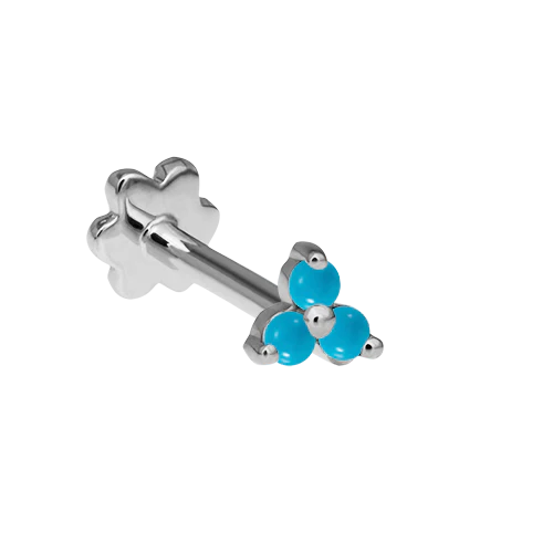 Turquoise Trinity Threaded Stud Earring With Titanium Backing - Image 3