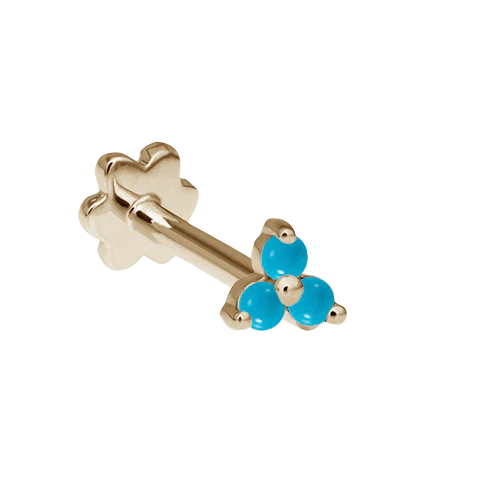Turquoise Trinity Threaded Stud Earring With Titanium Backing - Image 5