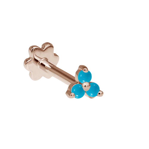 Turquoise Trinity Threaded Stud Earring With Titanium Backing - Image 7