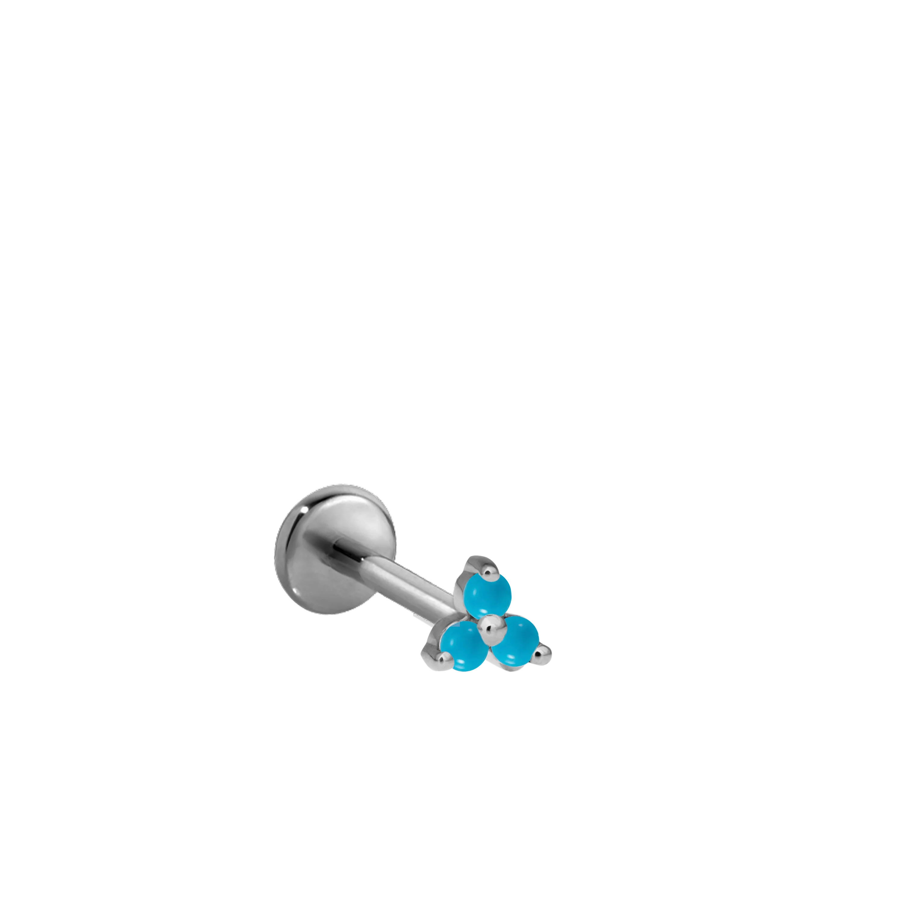 Turquoise Trinity Threaded Stud Earring With Titanium Backing - Image 9