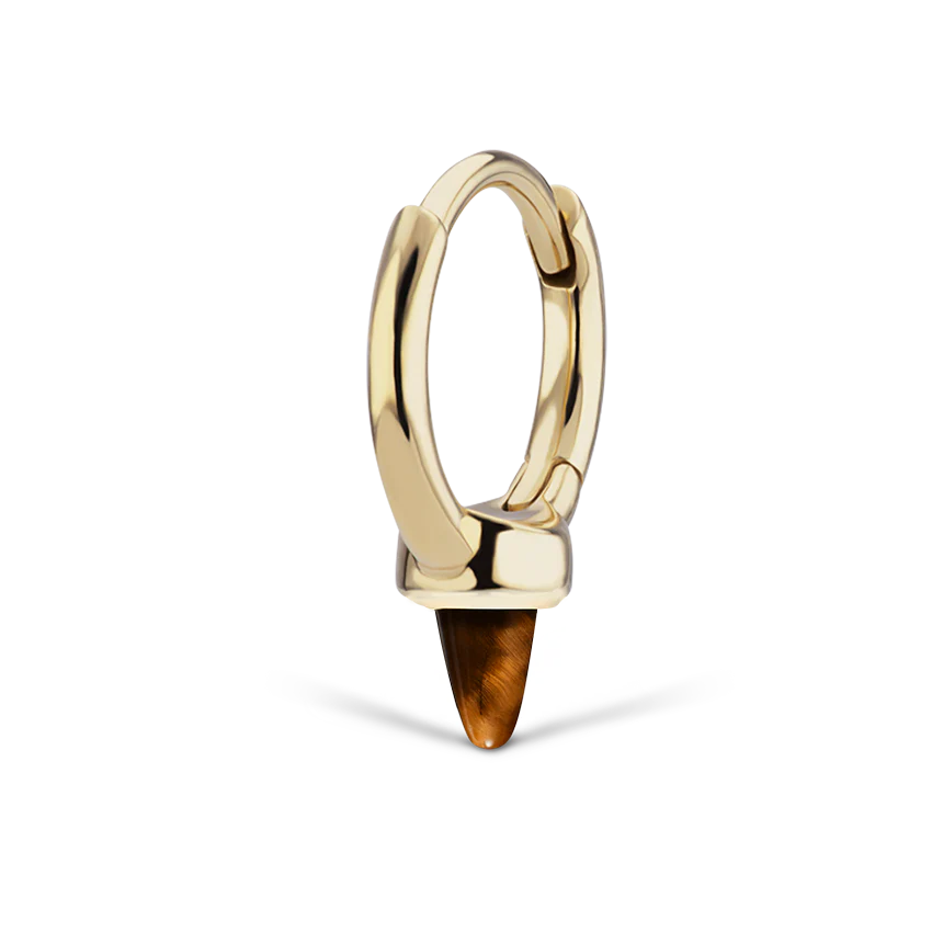 Tiger's Eye Single Short Spike Hoop Earring (Non-Rotating)