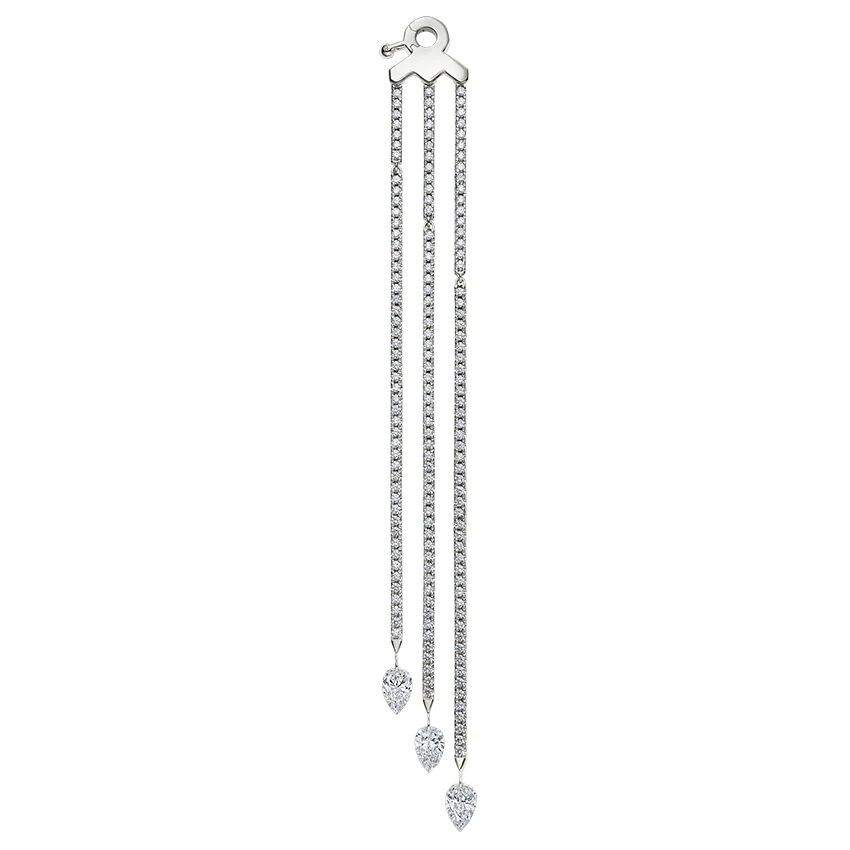 Triple Diamond Eternity Bar Conch Charm & Pear Diamond Dangles - Image 6