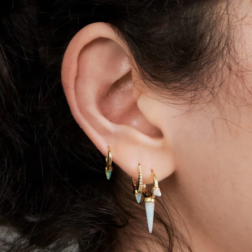Triple Long Opal Spike Hoop Earring - Image 20