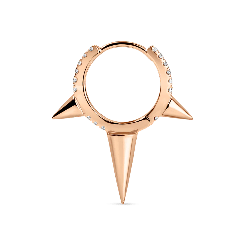 Triple Long Spike Diamond Eternity Hoop Earring - Image 34