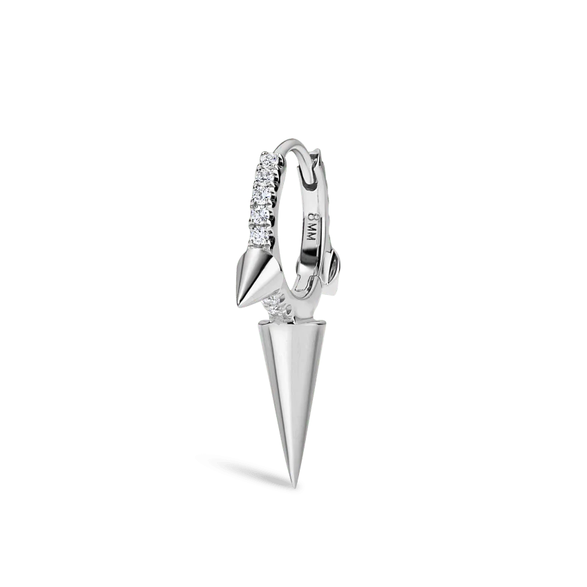 Triple Long Spike Diamond Eternity Hoop Earring - Image 4