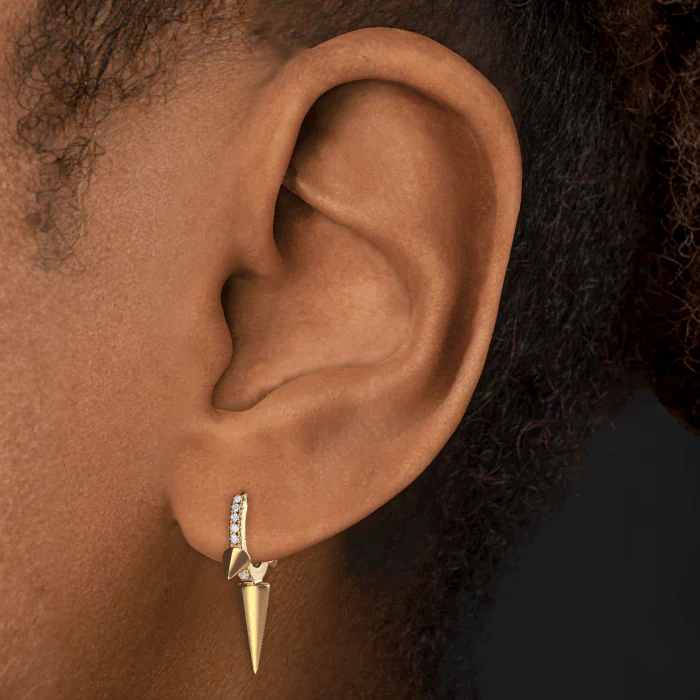 Triple Long Spike Diamond Eternity Hoop Earring - Image 7