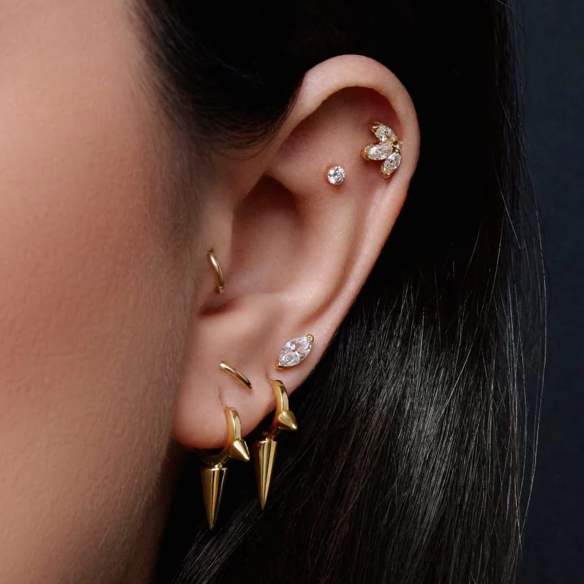 Triple Long Spike Hoop Earring - Image 12