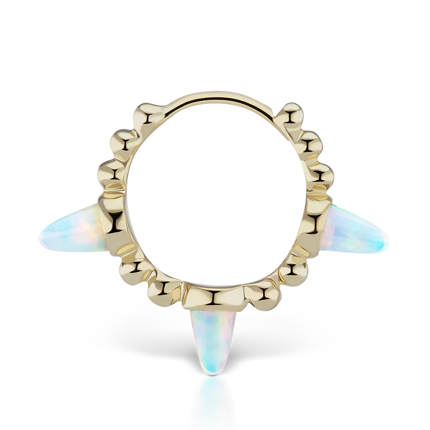 Triple Short Opal Spike Granulated Hoop Earring - Image 12