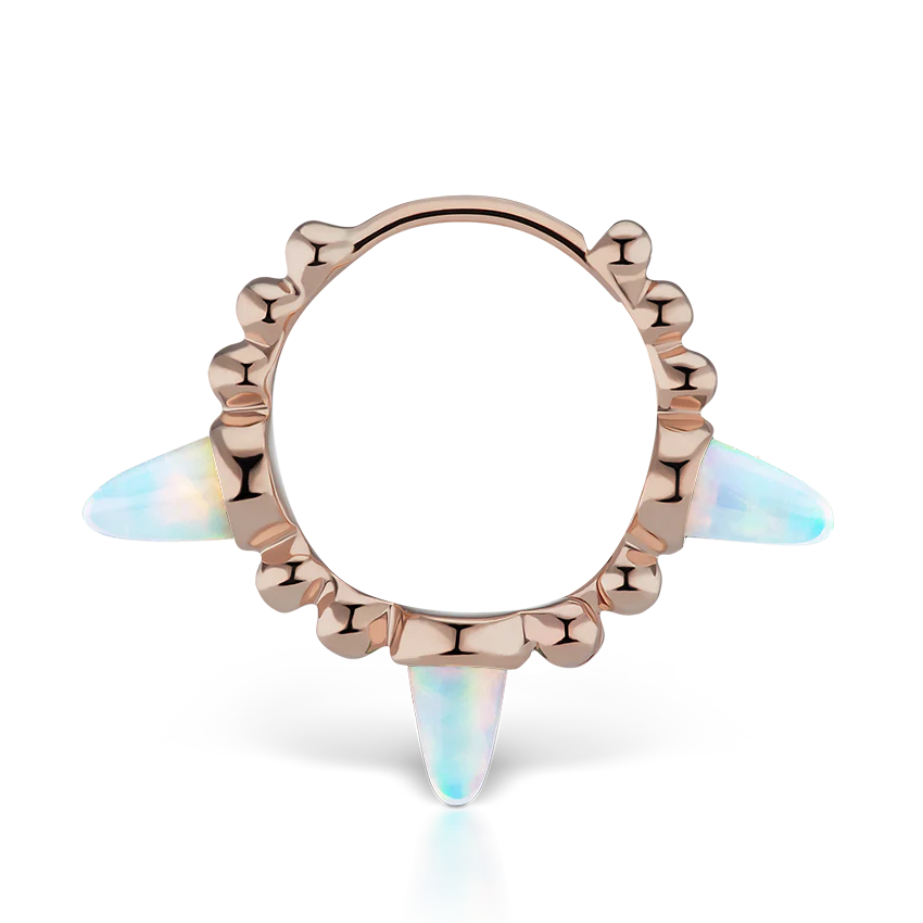 Triple Short Opal Spike Granulated Hoop Earring - Image 18
