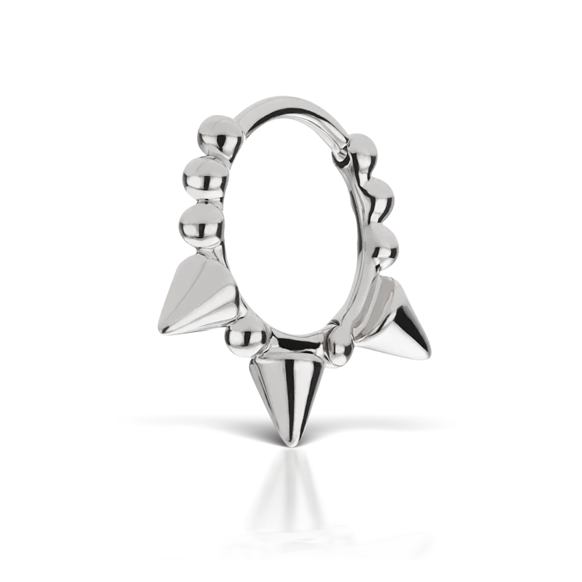 Triple Short Spike Granulated Hoop Earring - Image 7