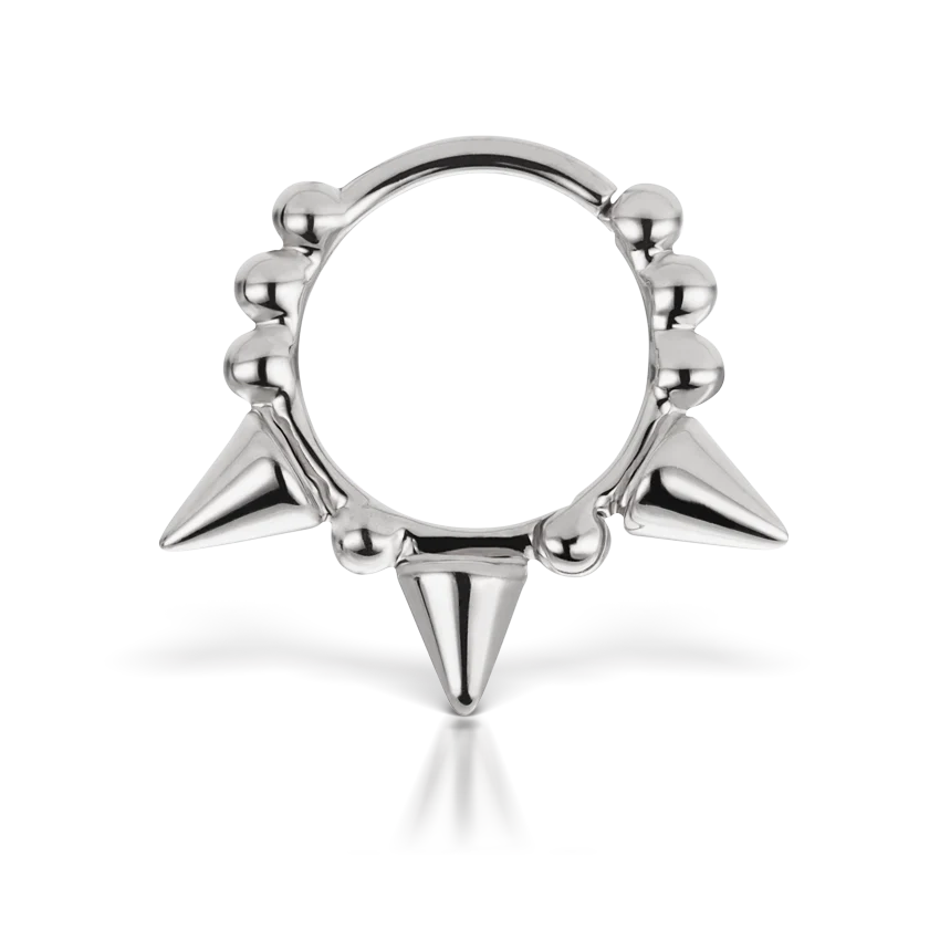 Triple Short Spike Granulated Hoop Earring - Image 8