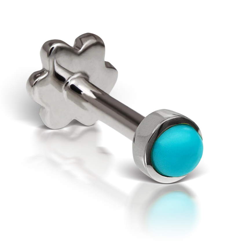 Turquoise Threaded Stud Earring With Titanium Backing - Image 4