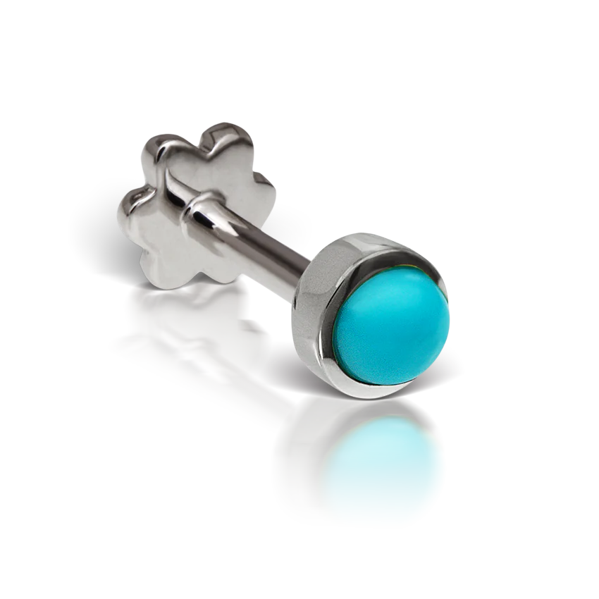 Turquoise Threaded Stud Earring With Titanium Backing - Image 5