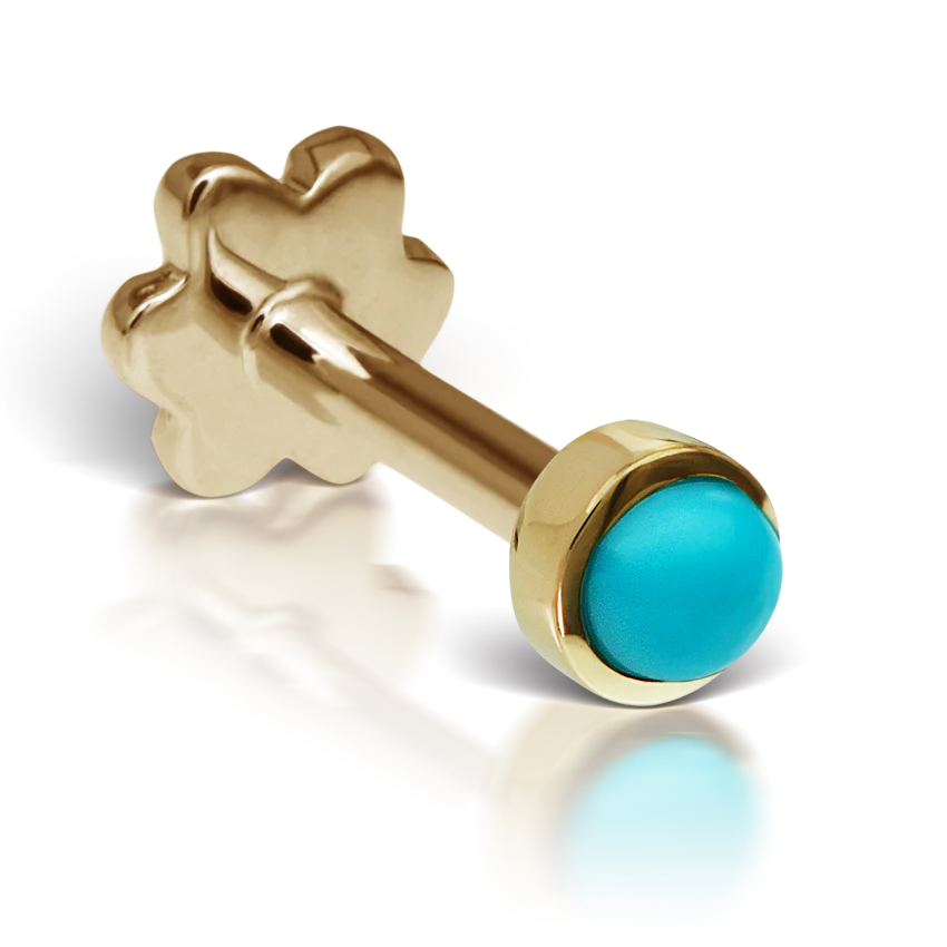 Turquoise Threaded Stud Earring With Titanium Backing - Image 8