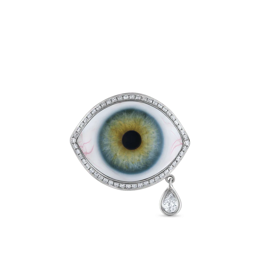 Diamond Halo Teardrop Eye Finger Ring - Image 16