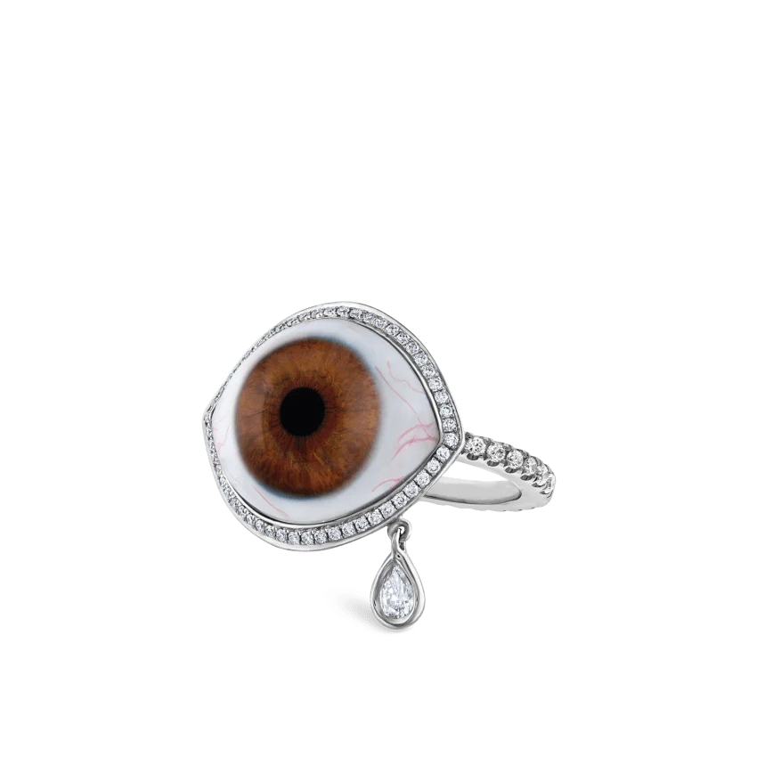 Diamond Halo Teardrop Eye Finger Ring - Image 21