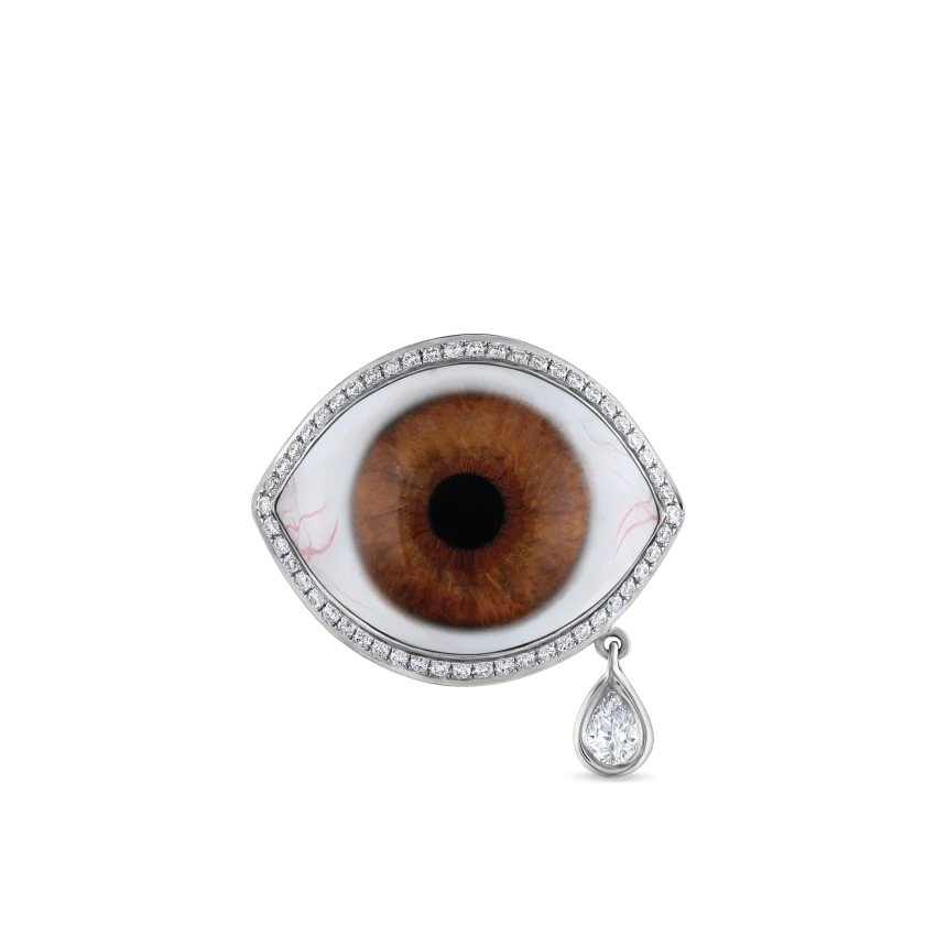 Diamond Halo Teardrop Eye Finger Ring - Image 28