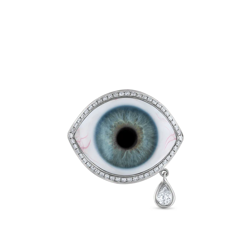 Diamond Halo Teardrop Eye Finger Ring - Image 3
