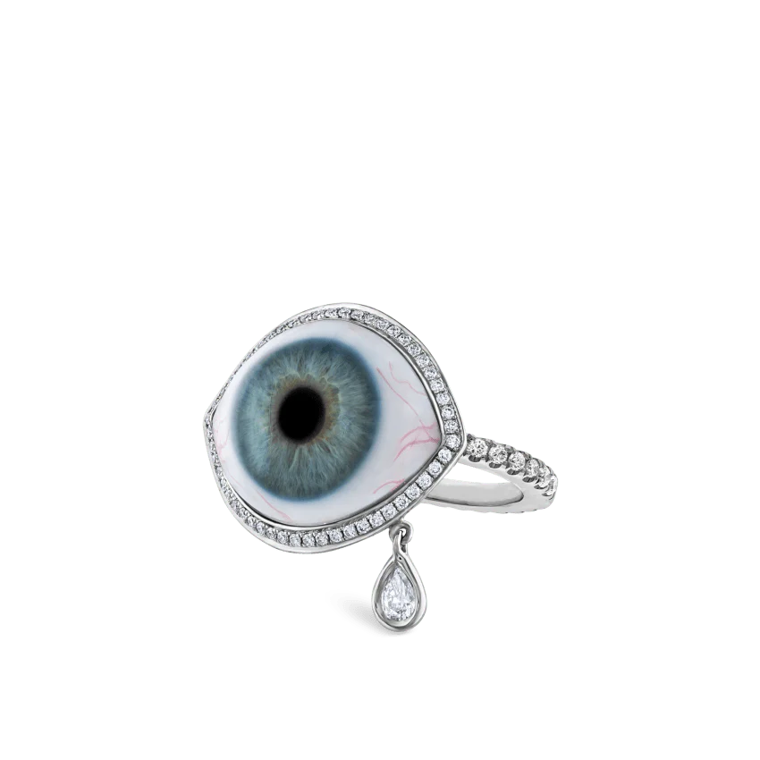 Diamond Halo Teardrop Eye Finger Ring - Image 33