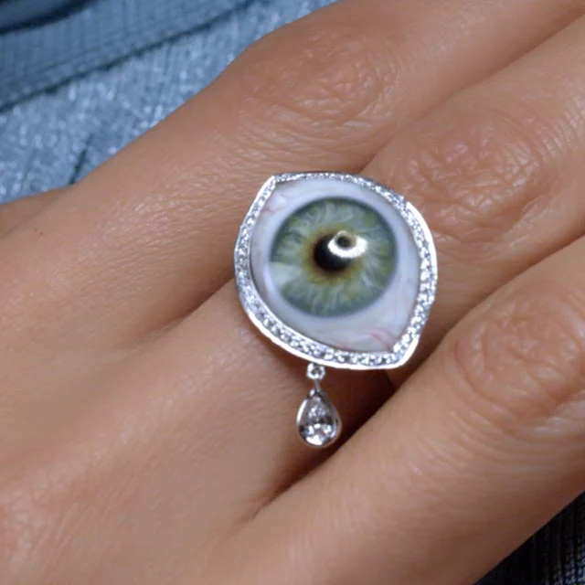 Diamond Halo Teardrop Eye Finger Ring - Image 44