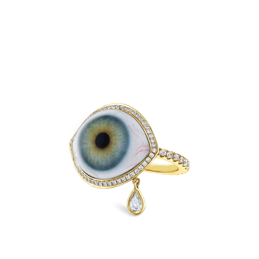 Diamond Halo Teardrop Eye Finger Ring - Image 46