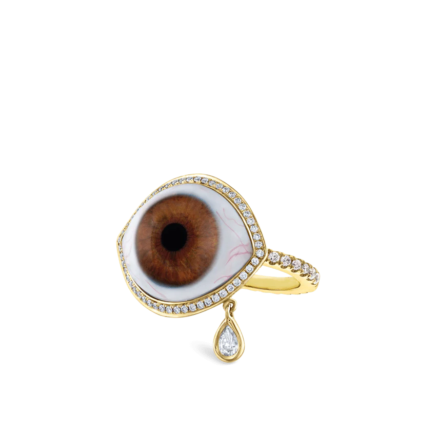 Diamond Halo Teardrop Eye Finger Ring - Image 56