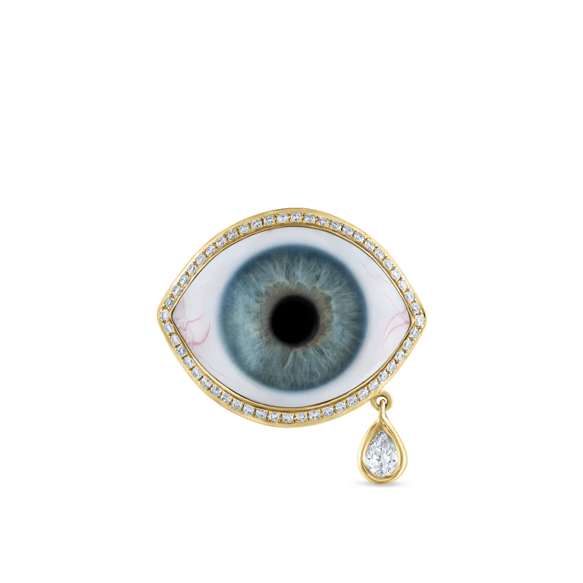 Diamond Halo Teardrop Eye Finger Ring - Image 67