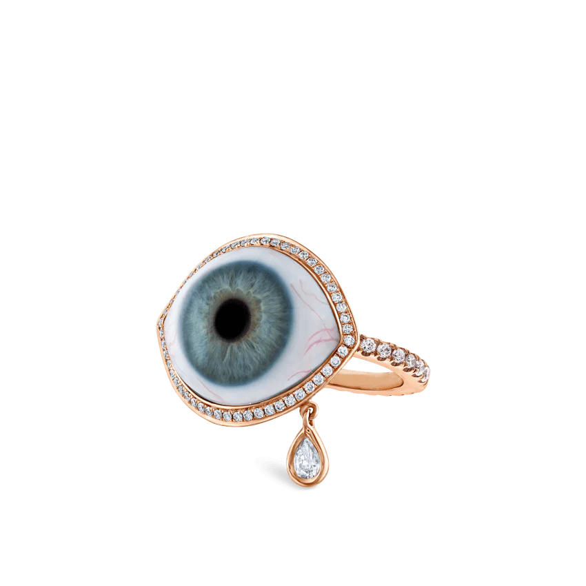Diamond Halo Teardrop Eye Finger Ring - Image 88