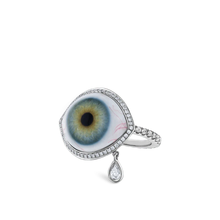 Diamond Halo Teardrop Eye Finger Ring - Image 9